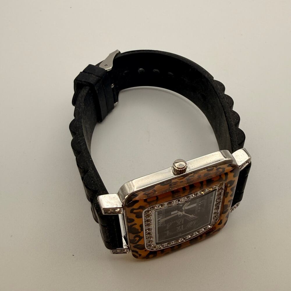 Geneva Platinum Y2K Tortoiseshell Leopard Print Square Watch New Battery - Picture 5 of 6